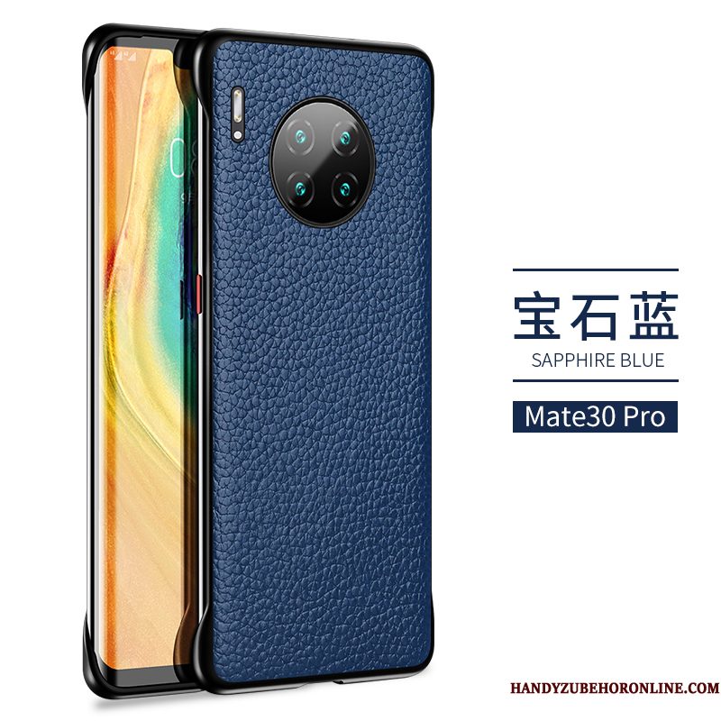 Hoesje Huawei Mate 30 Pro Leer Groen Omlijsting, Hoes Huawei Mate 30 Pro Bescherming Anti-fall High End