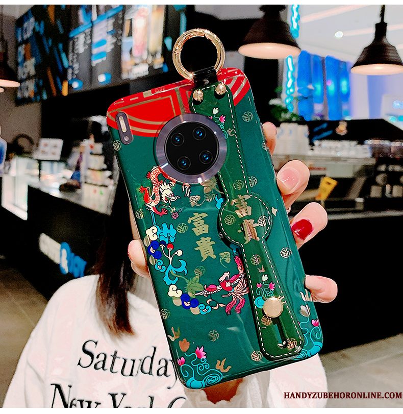 Hoesje Huawei Mate 30 Pro Telefoon Chinese Stijl, Hoes Huawei Mate 30 Pro Anti-fall Groen