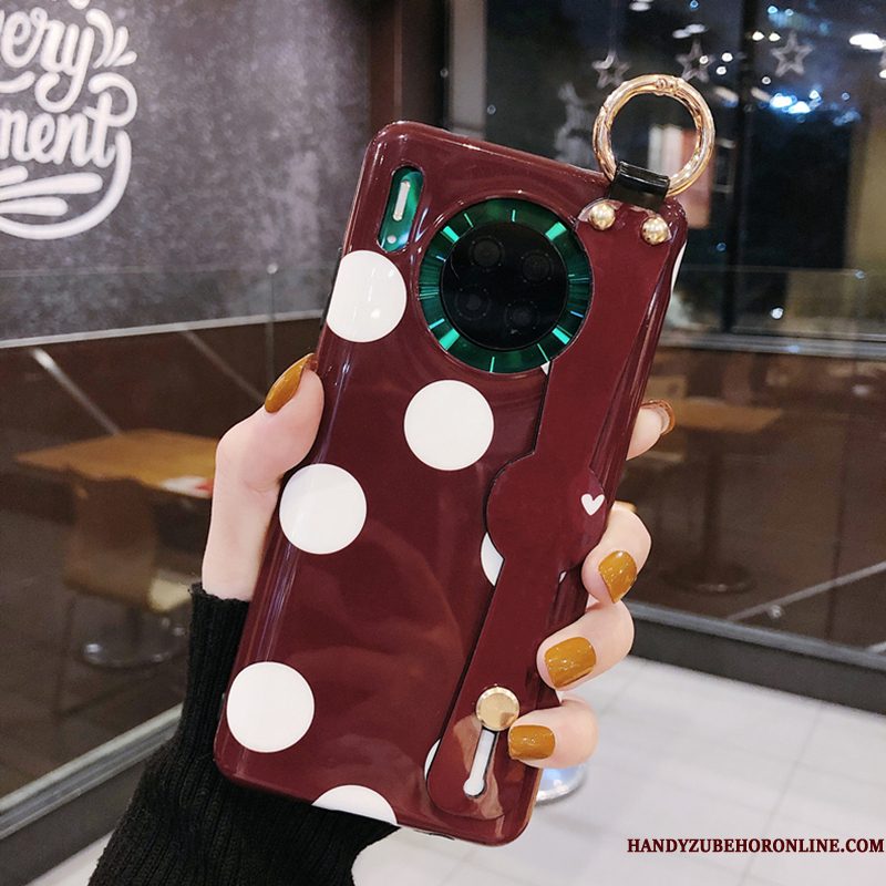 Hoesje Huawei Mate 30 Pro Zakken Rood Golfpunt, Hoes Huawei Mate 30 Pro Bescherming Telefoon Anti-fall