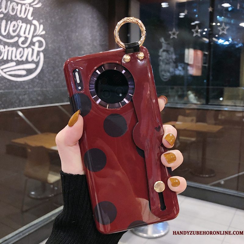 Hoesje Huawei Mate 30 Pro Zakken Rood Golfpunt, Hoes Huawei Mate 30 Pro Bescherming Telefoon Anti-fall