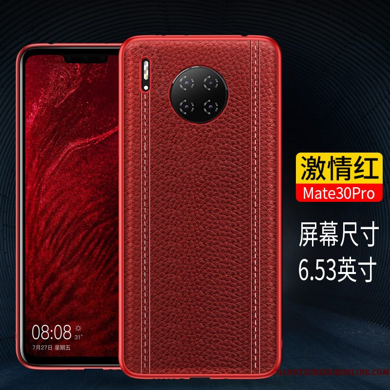 Hoesje Huawei Mate 30 Pro Zakken Telefoon High End, Hoes Huawei Mate 30 Pro Leer Anti-fall Zwart