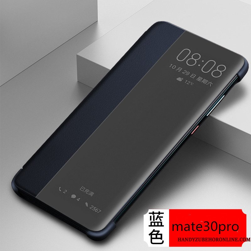 Hoesje Huawei Mate 30 Pro Zakken Windows Anti-fall, Hoes Huawei Mate 30 Pro Folio Zwarttelefoon