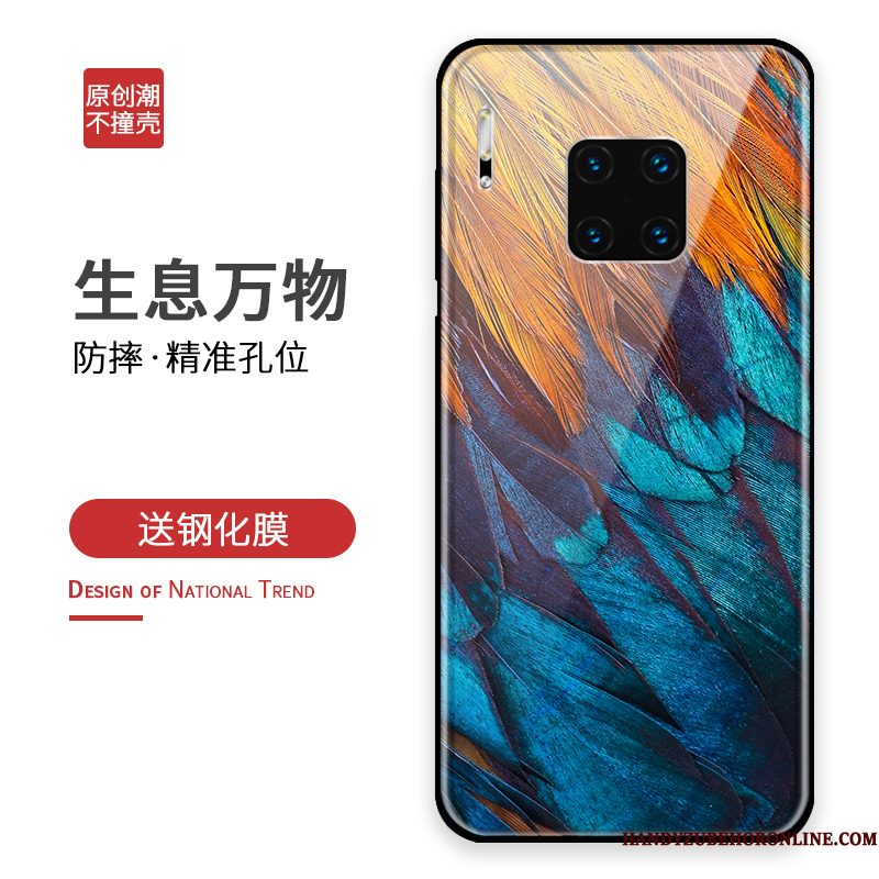 Hoesje Huawei Mate 30 Rs Zakken Persoonlijk Anti-fall, Hoes Huawei Mate 30 Rs Siliconen Blauw Glas