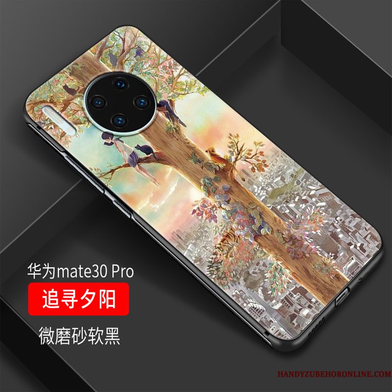 Hoesje Huawei Mate 30 Siliconen Glas Schrobben, Hoes Huawei Mate 30 Bescherming Mini Hanger