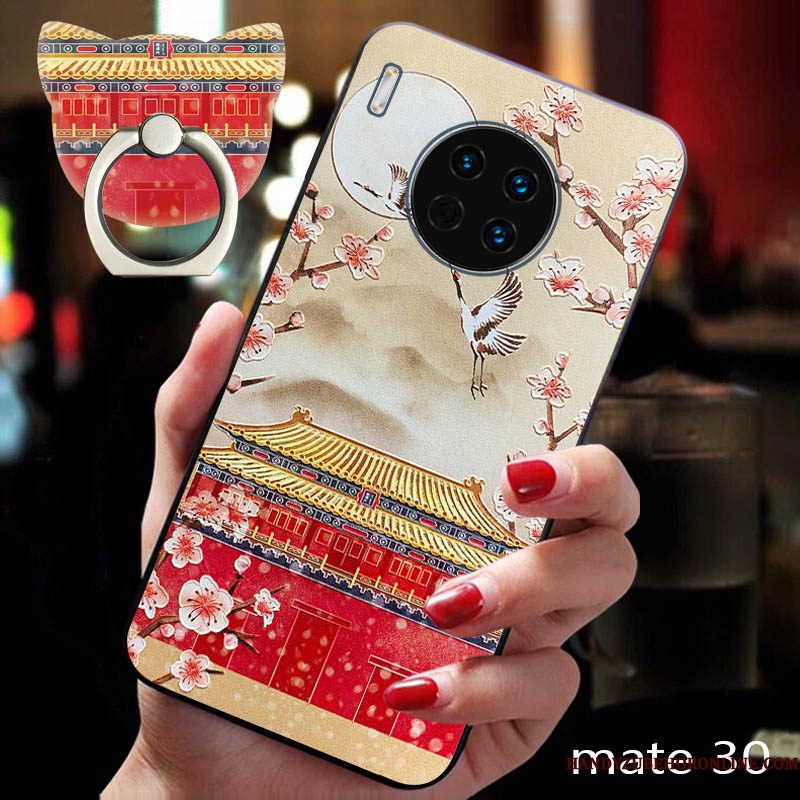 Hoesje Huawei Mate 30 Siliconen Nieuw Rood, Hoes Huawei Mate 30 Zacht Wind Trendy Merk