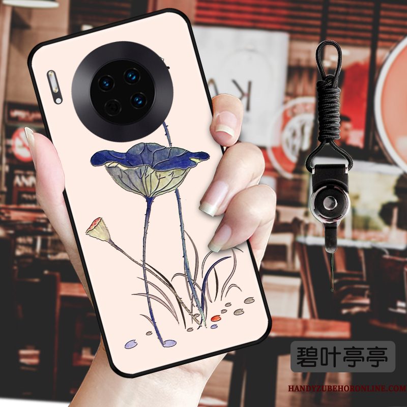 Hoesje Huawei Mate 30 Vintage Bloemen Wind, Hoes Huawei Mate 30 Zacht Zwarttelefoon