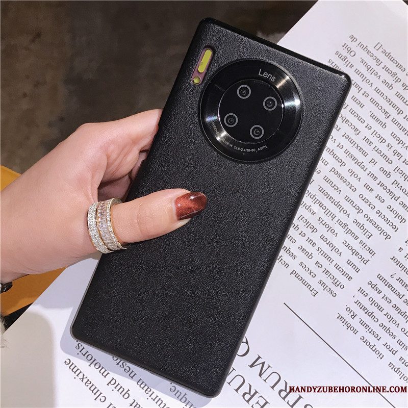 Hoesje Huawei Mate 30 Zakken Anti-fall Eenvoudige, Hoes Huawei Mate 30 Leer Zwart Net Red