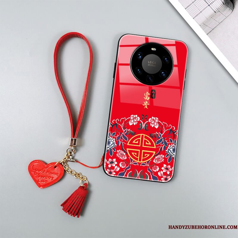 Hoesje Huawei Mate 40 Pro+ Bescherming Chinese Stijl Anti-fall, Hoes Huawei Mate 40 Pro+ Siliconen Roodtelefoon