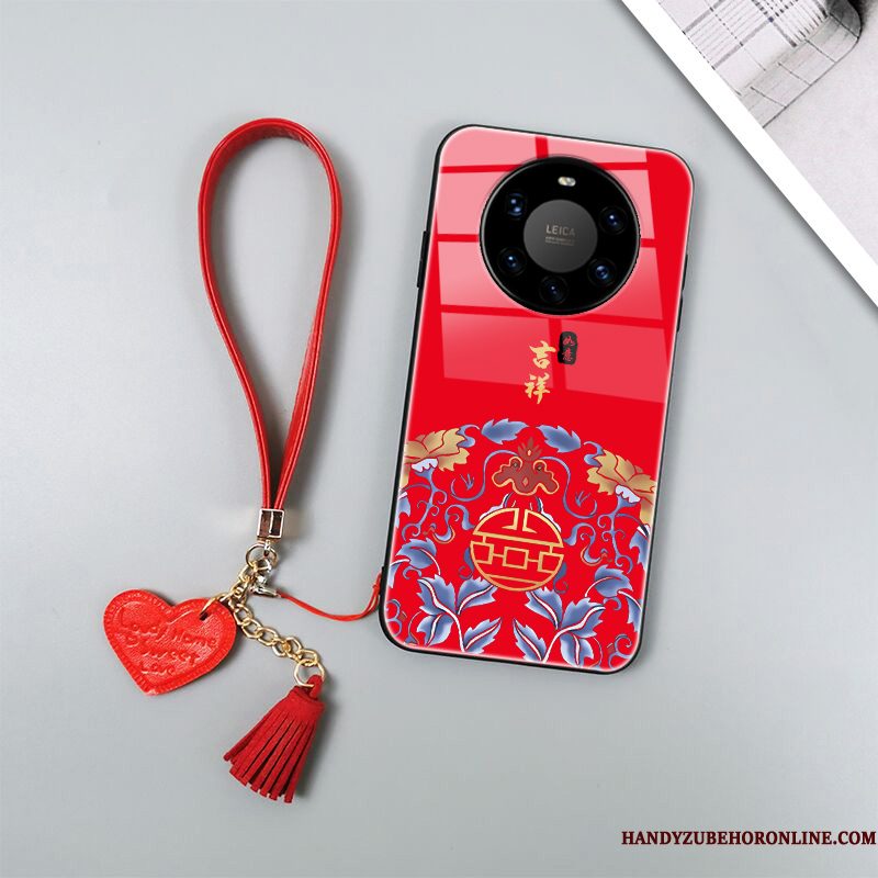 Hoesje Huawei Mate 40 Pro+ Bescherming Chinese Stijl Anti-fall, Hoes Huawei Mate 40 Pro+ Siliconen Roodtelefoon