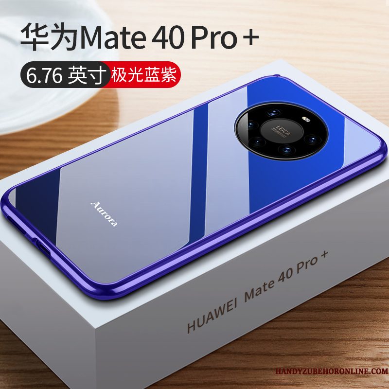 Hoesje Huawei Mate 40 Pro+ Metaal Rood Nieuw, Hoes Huawei Mate 40 Pro+ Bescherming Net Red Glas