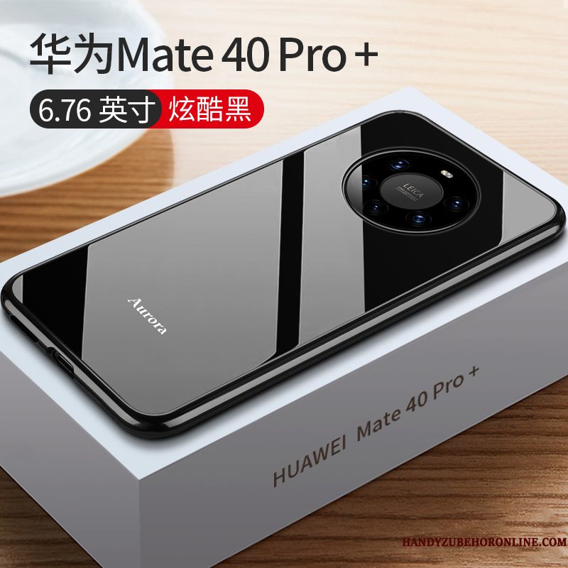 Hoesje Huawei Mate 40 Pro+ Metaal Rood Nieuw, Hoes Huawei Mate 40 Pro+ Bescherming Net Red Glas