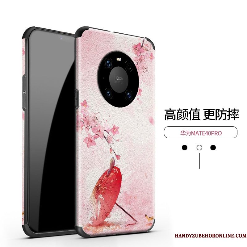 Hoesje Huawei Mate 40 Pro Siliconen Nieuw Bloemen, Hoes Huawei Mate 40 Pro Vintage Chinese Stijl Patroon