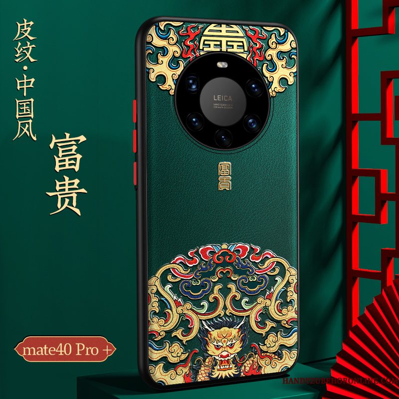 Hoesje Huawei Mate 40 Pro+ Zakken Chinese Stijl Donkerblauw, Hoes Huawei Mate 40 Pro+ Bescherming Nieuw Trend