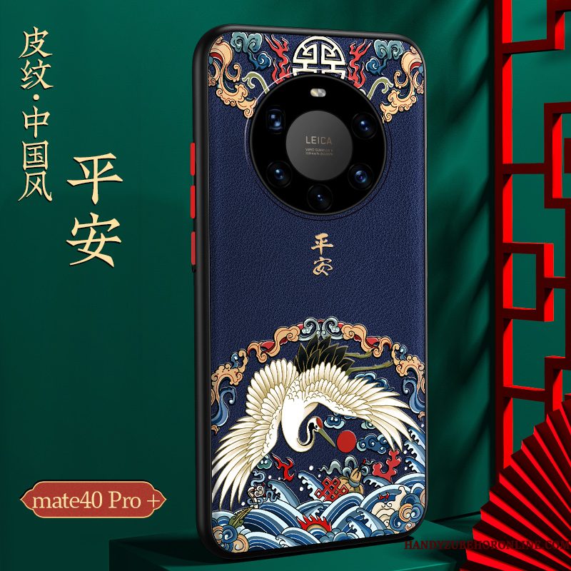Hoesje Huawei Mate 40 Pro+ Zakken Chinese Stijl Donkerblauw, Hoes Huawei Mate 40 Pro+ Bescherming Nieuw Trend