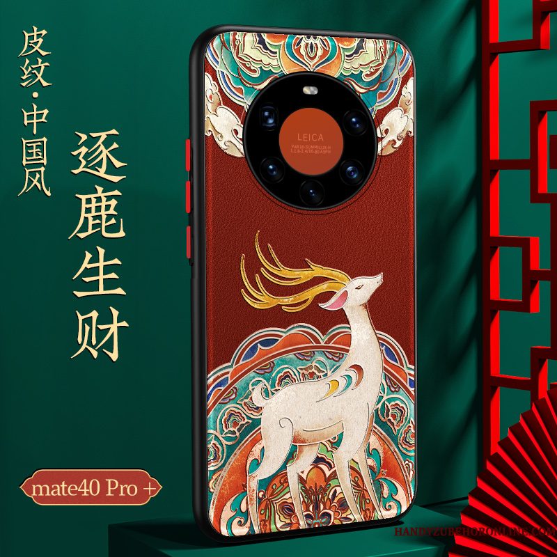 Hoesje Huawei Mate 40 Pro+ Zakken Chinese Stijl Donkerblauw, Hoes Huawei Mate 40 Pro+ Bescherming Nieuw Trend