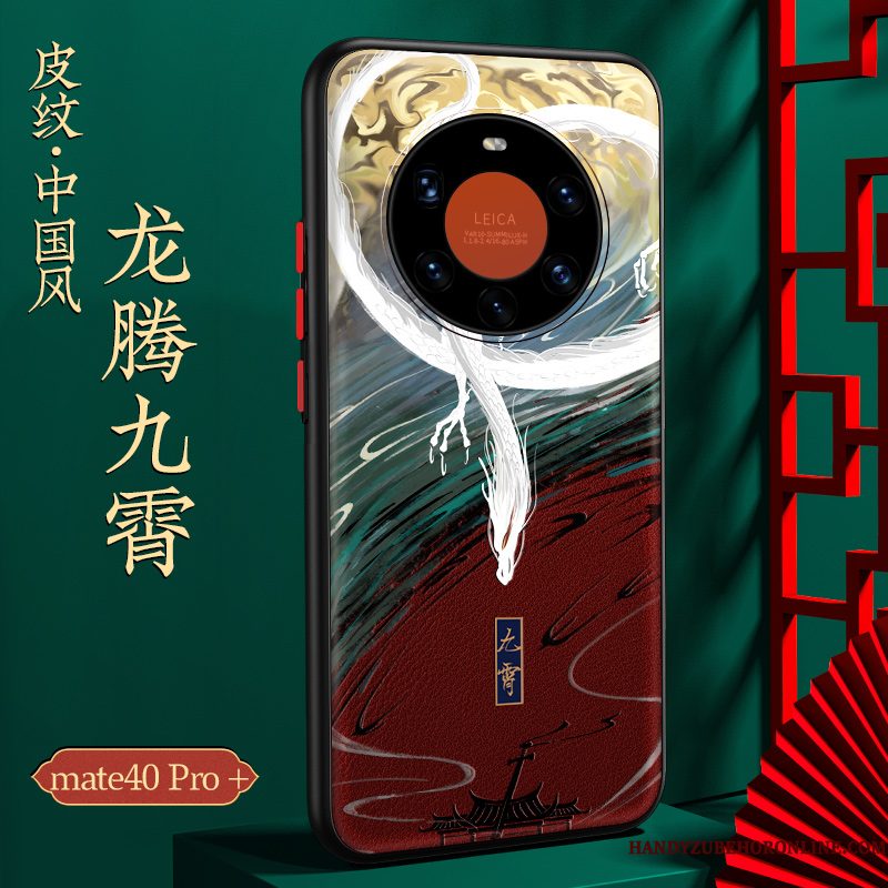 Hoesje Huawei Mate 40 Pro+ Zakken Chinese Stijl Donkerblauw, Hoes Huawei Mate 40 Pro+ Bescherming Nieuw Trend