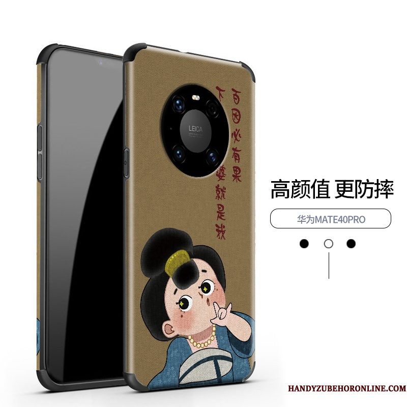 Hoesje Huawei Mate 40 Pro Zijde Anti-fall Mooie, Hoes Huawei Mate 40 Pro Siliconen Chinese Stijltelefoon