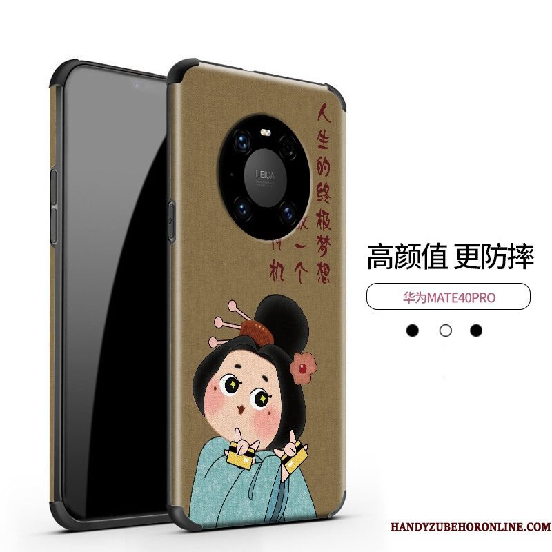 Hoesje Huawei Mate 40 Pro Zijde Anti-fall Mooie, Hoes Huawei Mate 40 Pro Siliconen Chinese Stijltelefoon