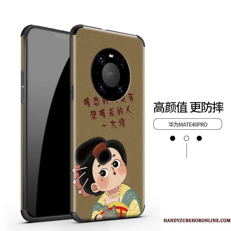 Hoesje Huawei Mate 40 Pro Zijde Anti-fall Mooie, Hoes Huawei Mate 40 Pro Siliconen Chinese Stijltelefoon