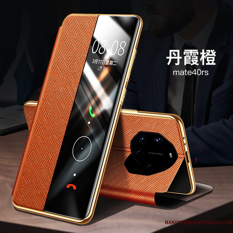 Hoesje Huawei Mate 40 Rs Zakken Nieuw Anti-fall, Hoes Huawei Mate 40 Rs Leer Telefoon Groen