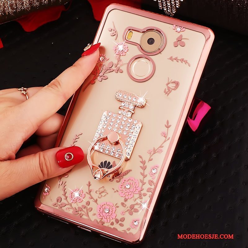 Hoesje Huawei Mate 8 Bescherming Anti-fall Roze, Hoes Huawei Mate 8 Strass Trend Ring