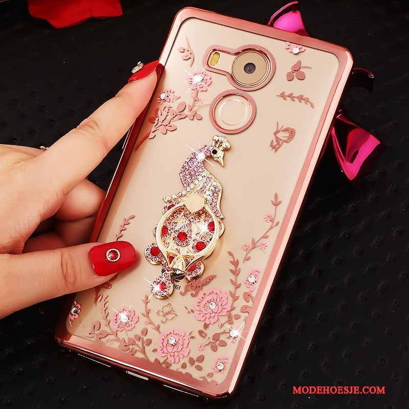 Hoesje Huawei Mate 8 Bescherming Anti-fall Roze, Hoes Huawei Mate 8 Strass Trend Ring