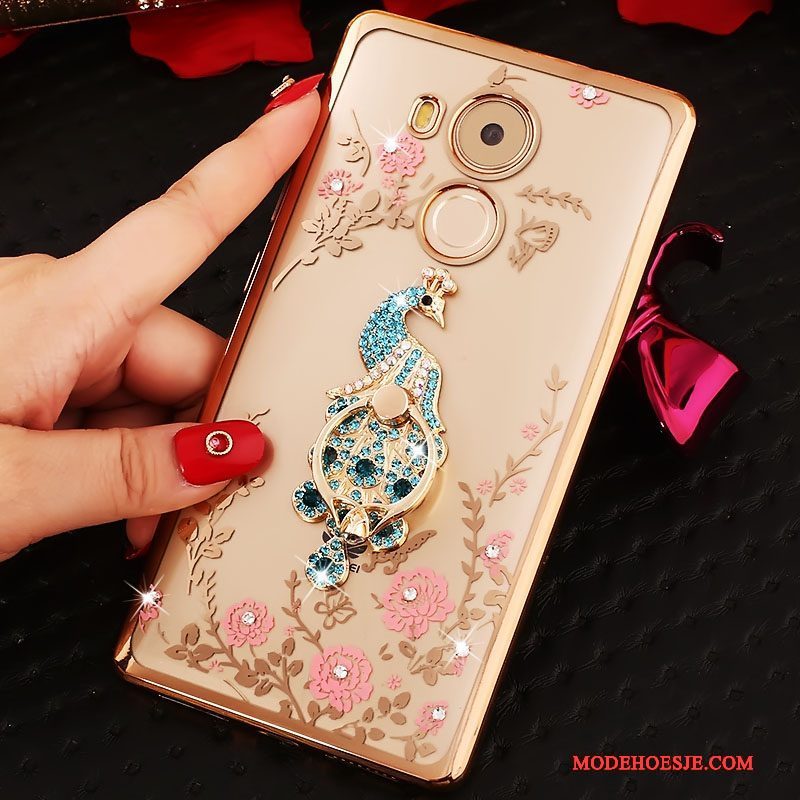 Hoesje Huawei Mate 8 Bescherming Anti-fall Roze, Hoes Huawei Mate 8 Strass Trend Ring