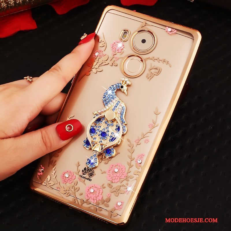 Hoesje Huawei Mate 8 Bescherming Anti-fall Roze, Hoes Huawei Mate 8 Strass Trend Ring