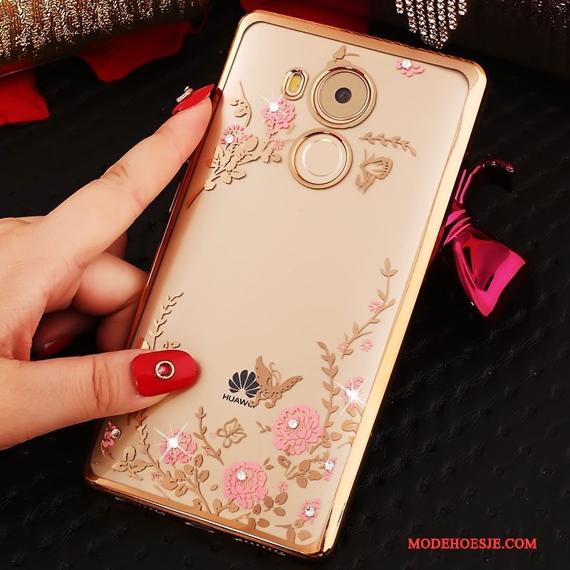 Hoesje Huawei Mate 8 Bescherming Anti-fall Roze, Hoes Huawei Mate 8 Strass Trend Ring