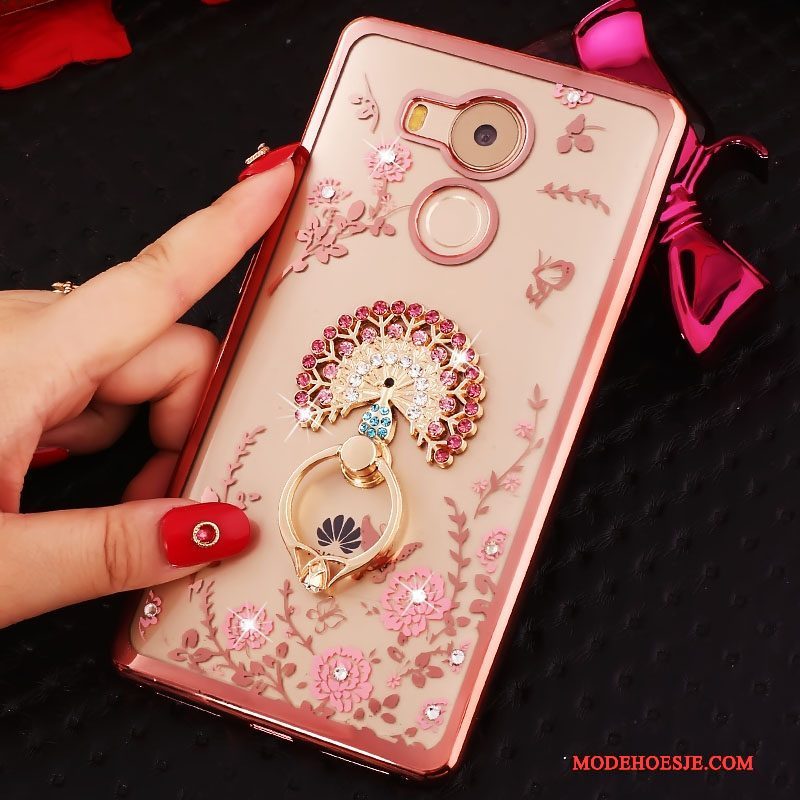 Hoesje Huawei Mate 8 Bescherming Anti-fall Roze, Hoes Huawei Mate 8 Strass Trend Ring