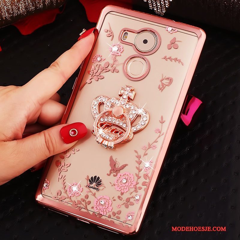 Hoesje Huawei Mate 8 Bescherming Anti-fall Roze, Hoes Huawei Mate 8 Strass Trend Ring