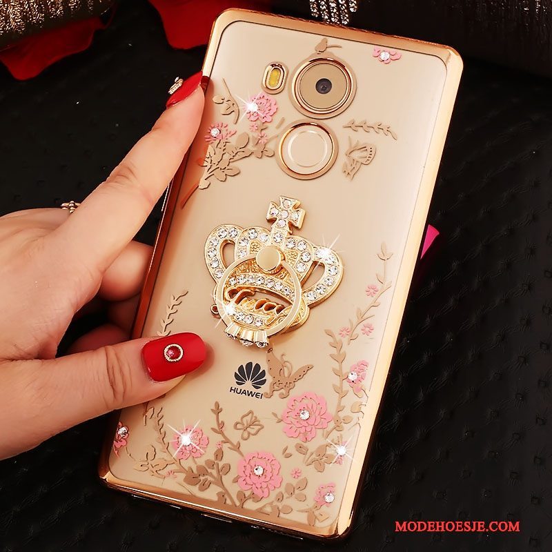 Hoesje Huawei Mate 8 Bescherming Anti-fall Roze, Hoes Huawei Mate 8 Strass Trend Ring