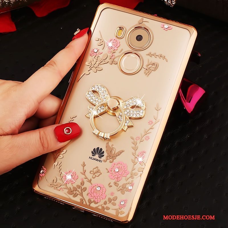 Hoesje Huawei Mate 8 Bescherming Anti-fall Roze, Hoes Huawei Mate 8 Strass Trend Ring