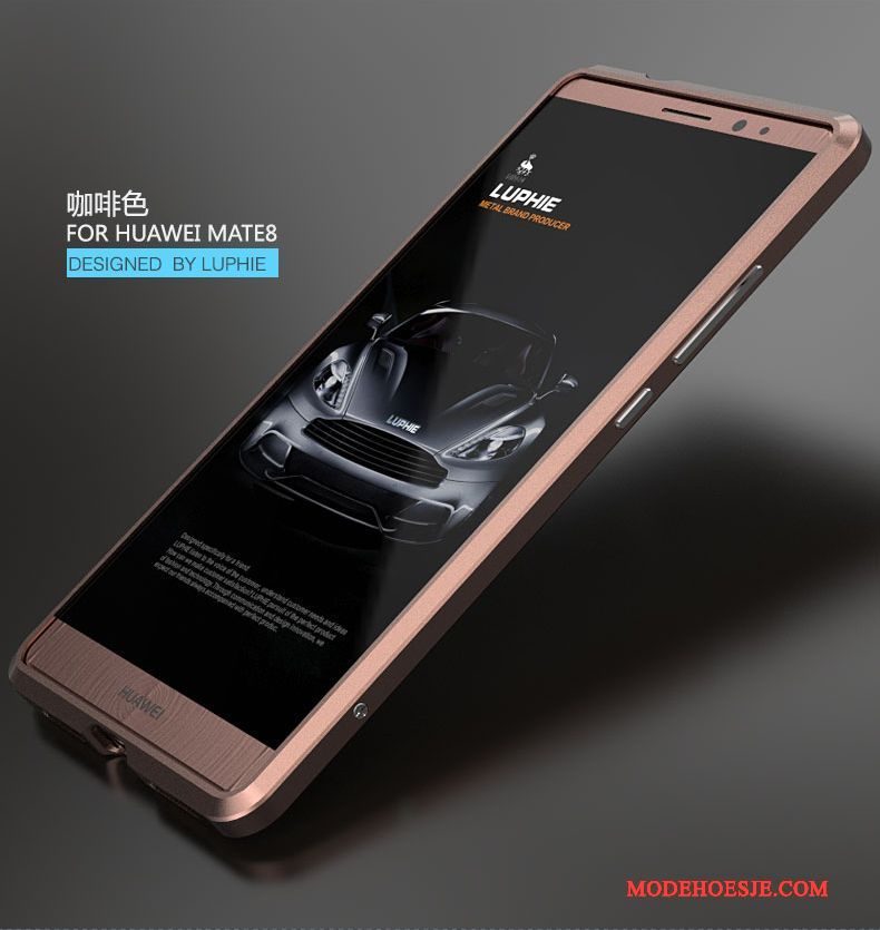 Hoesje Huawei Mate 8 Metaal Telefoon Dun, Hoes Huawei Mate 8 Bescherming Goud Omlijsting