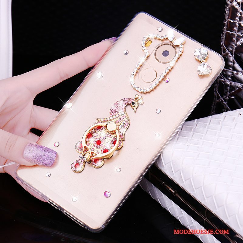 Hoesje Huawei Mate 8 Strass Anti-fall Goud, Hoes Huawei Mate 8 Zacht Trend Hanger