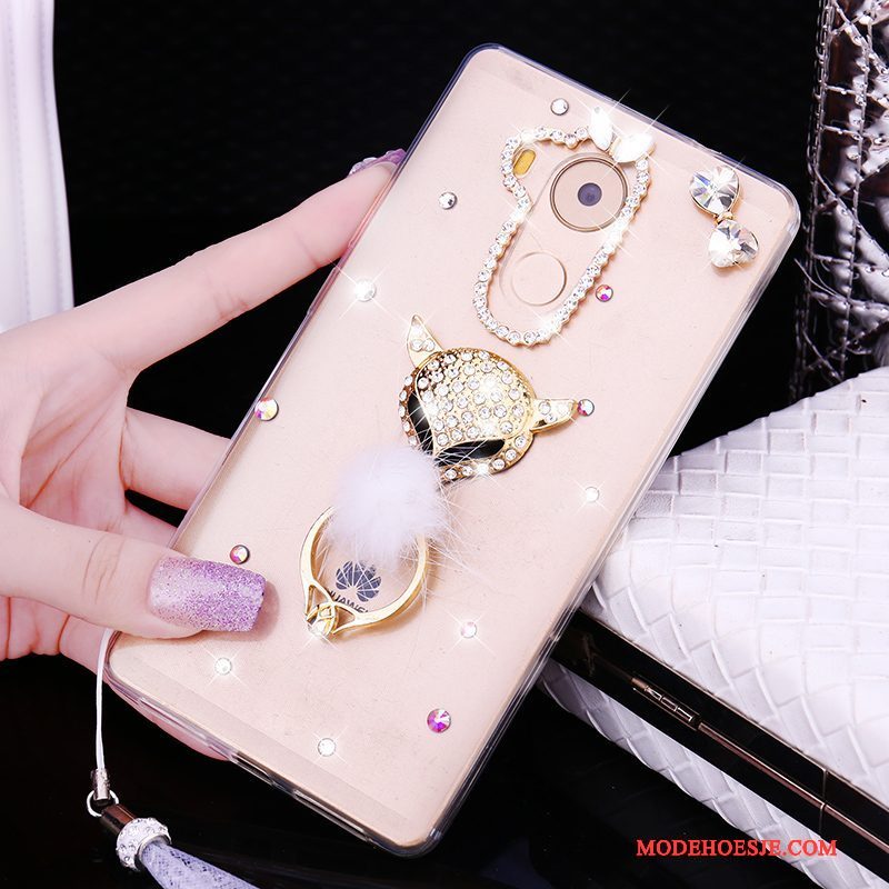 Hoesje Huawei Mate 8 Strass Anti-fall Goud, Hoes Huawei Mate 8 Zacht Trend Hanger