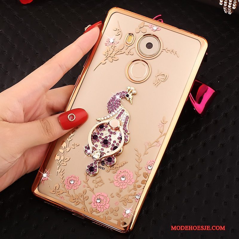 Hoesje Huawei Mate 8 Strass Goudtelefoon, Hoes Huawei Mate 8 Bescherming Roze