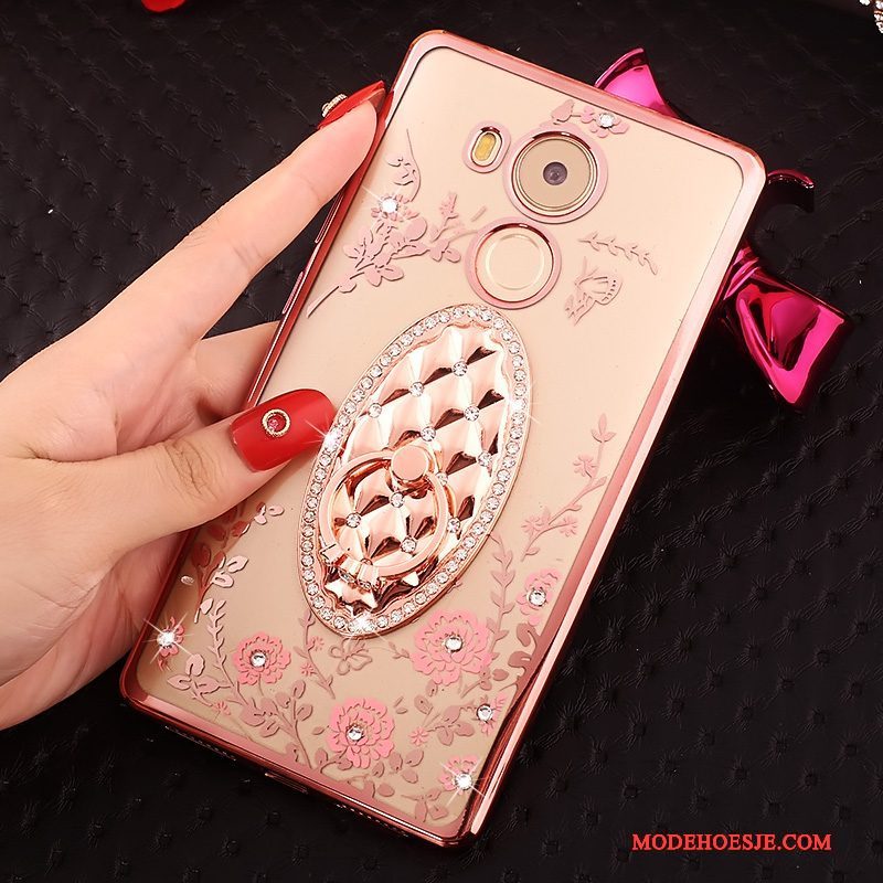 Hoesje Huawei Mate 8 Strass Goudtelefoon, Hoes Huawei Mate 8 Bescherming Roze