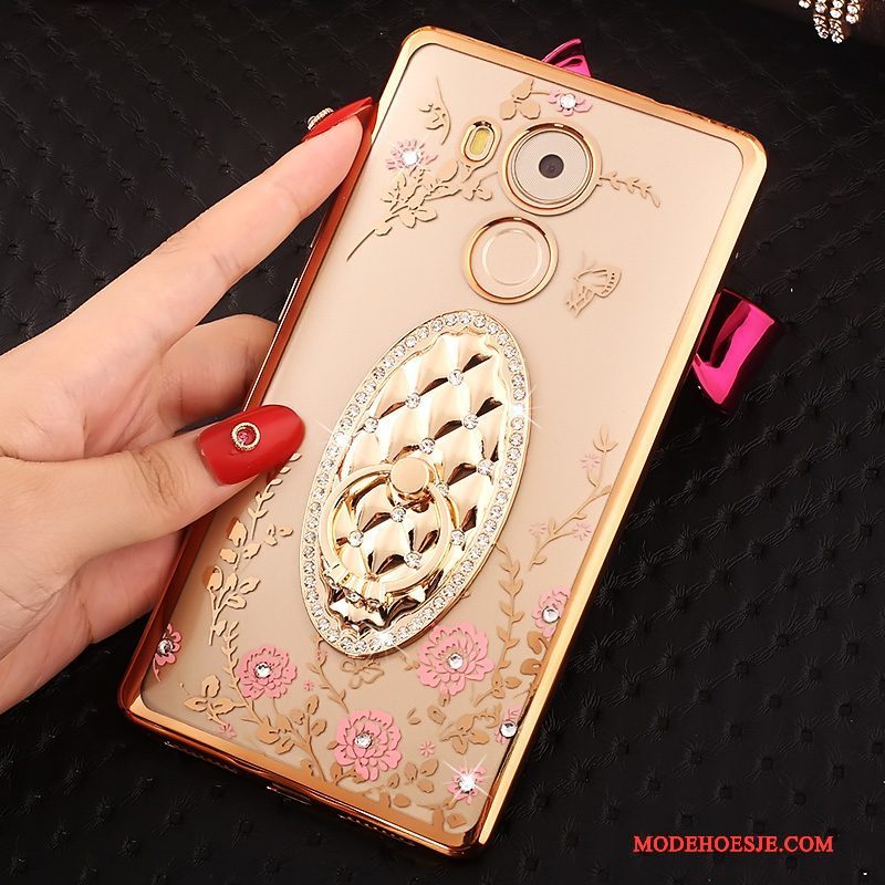 Hoesje Huawei Mate 8 Strass Goudtelefoon, Hoes Huawei Mate 8 Bescherming Roze