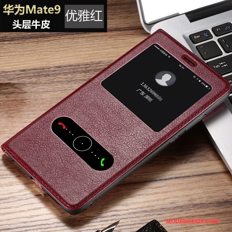Hoesje Huawei Mate 9 Bescherming Bedrijftelefoon, Hoes Huawei Mate 9 Leer Anti-fall