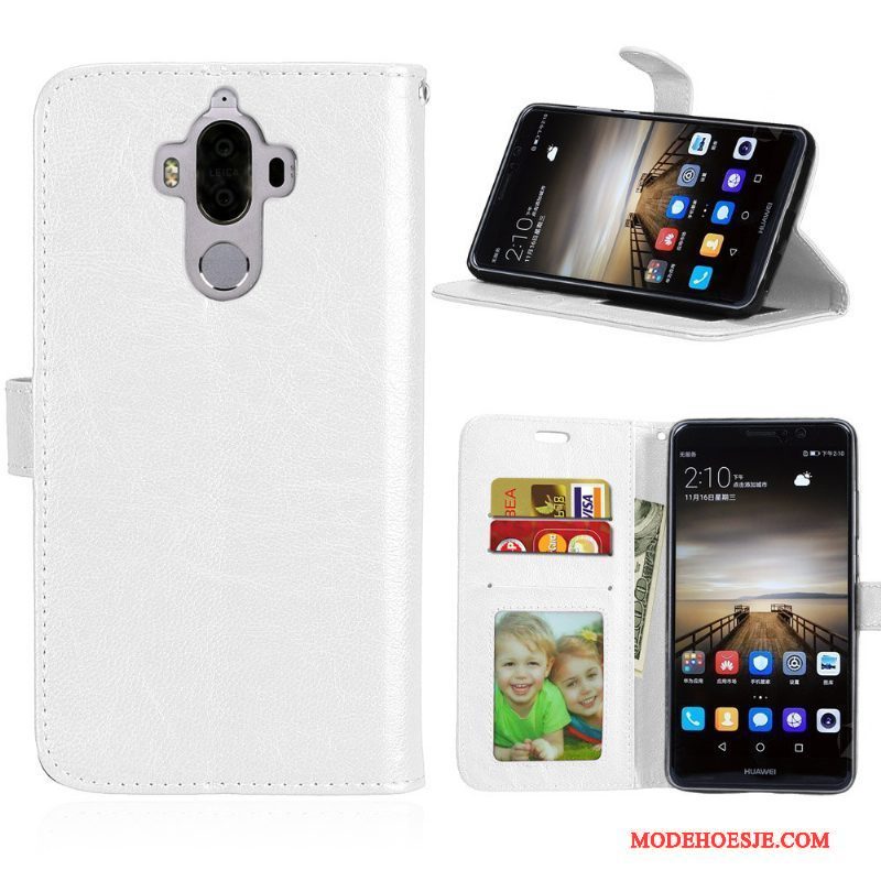 Hoesje Huawei Mate 9 Leer Anti-fall Lichtblauw, Hoes Huawei Mate 9 Folio Telefoon