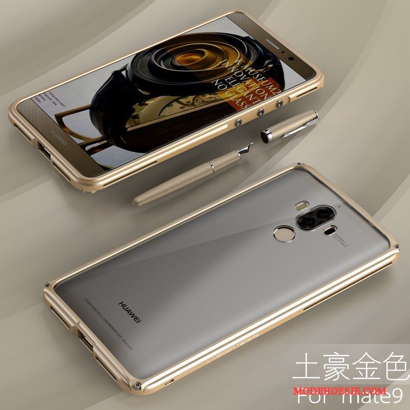 Hoesje Huawei Mate 9 Metaal Zilver Omlijsting, Hoes Huawei Mate 9 Bescherming Telefoon