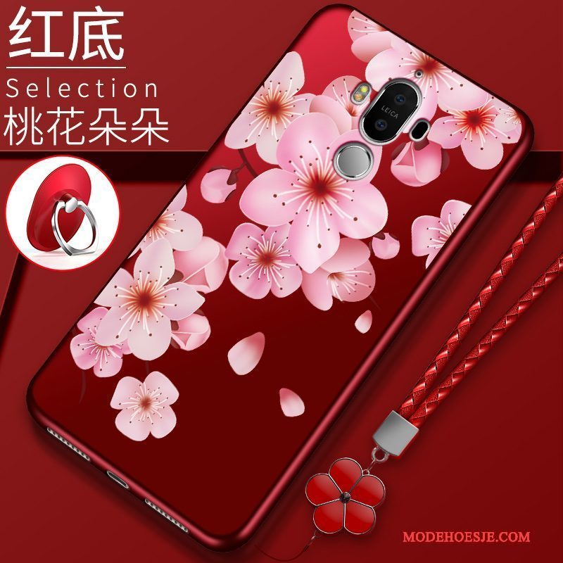 Hoesje Huawei Mate 9 Pro Bescherming Schrobben Anti-fall, Hoes Huawei Mate 9 Pro Siliconen Roodtelefoon