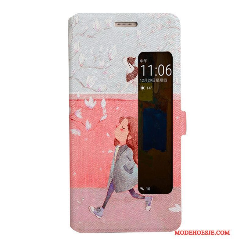 Hoesje Huawei Mate 9 Pro Folio Anti-fall Roze, Hoes Huawei Mate 9 Pro Leer Telefoon Trend