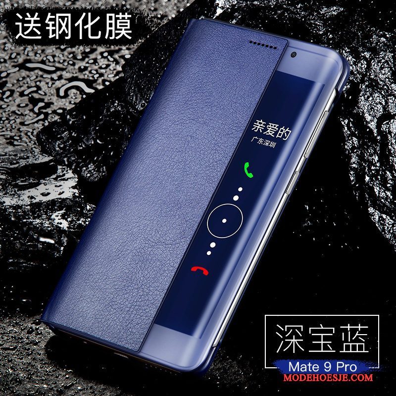 Hoesje Huawei Mate 9 Pro Folio Telefoon Blauw, Hoes Huawei Mate 9 Pro Bescherming