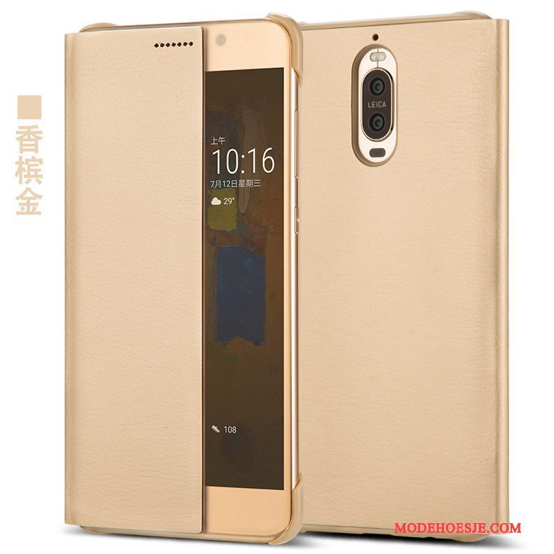 Hoesje Huawei Mate 9 Pro Leer Anti-fall Blauw, Hoes Huawei Mate 9 Pro Zakken Winterslaap Windows