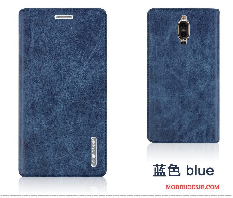 Hoesje Huawei Mate 9 Pro Leer Anti-fall Donkerblauw, Hoes Huawei Mate 9 Pro Bescherming Telefoon