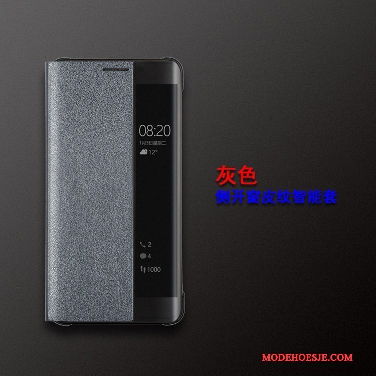 Hoesje Huawei Mate 9 Pro Leer Telefoon Grijs, Hoes Huawei Mate 9 Pro Bescherming