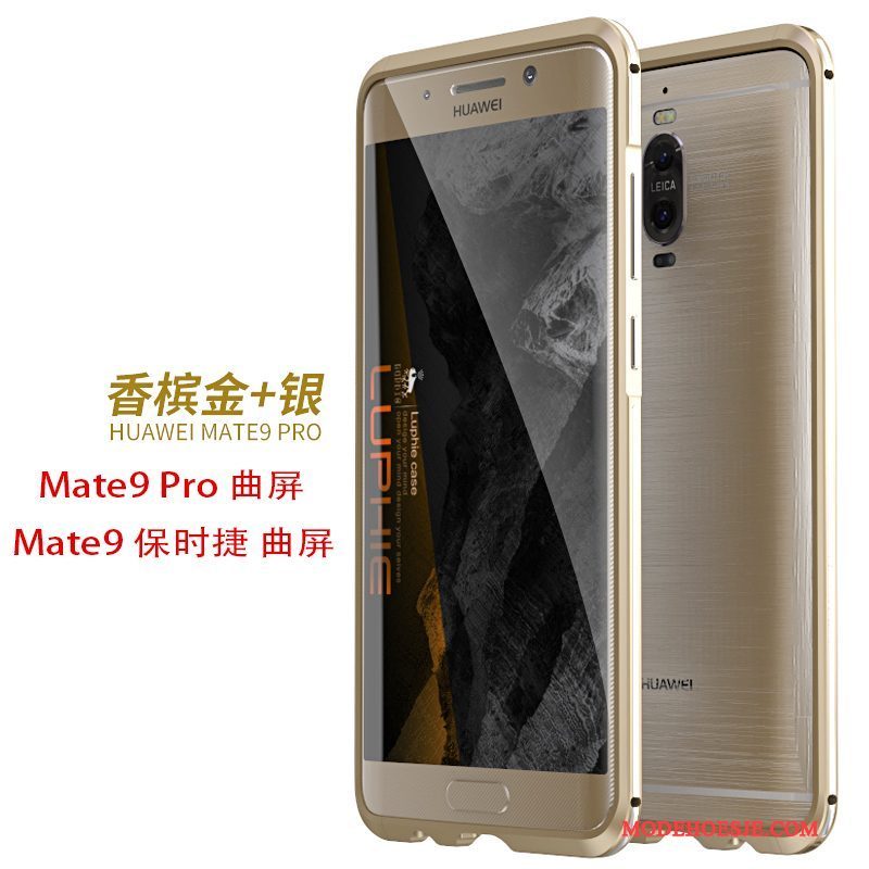 Hoesje Huawei Mate 9 Pro Metaal Goud Omlijsting, Hoes Huawei Mate 9 Pro Bescherming Telefoon