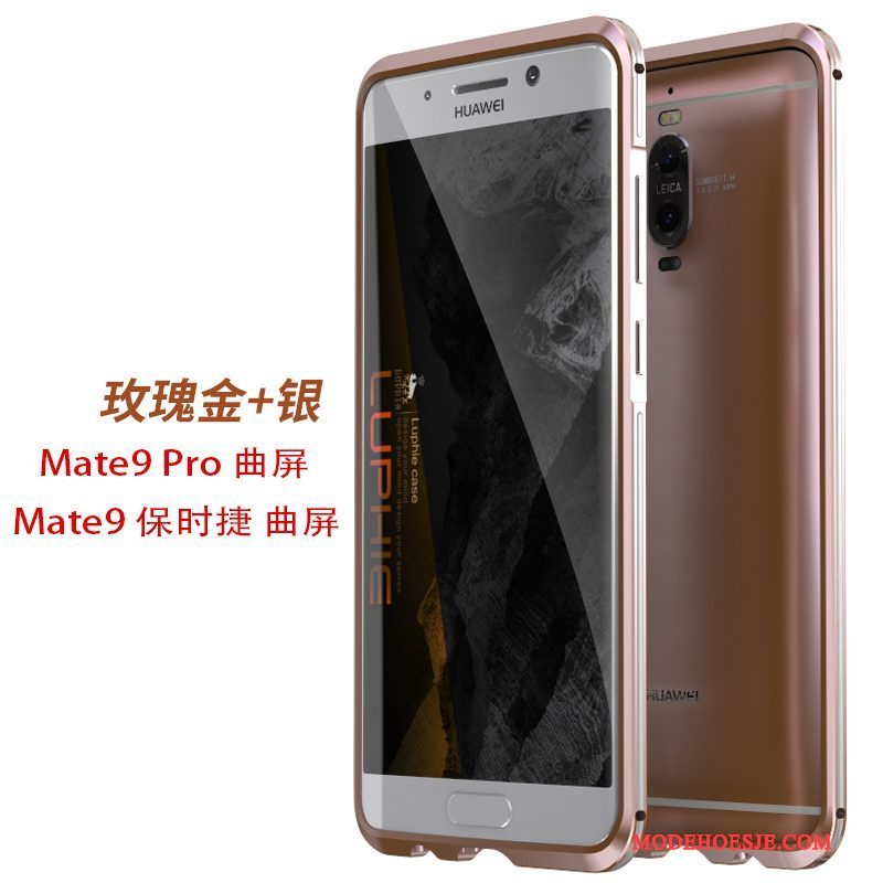 Hoesje Huawei Mate 9 Pro Metaal Goud Omlijsting, Hoes Huawei Mate 9 Pro Bescherming Telefoon